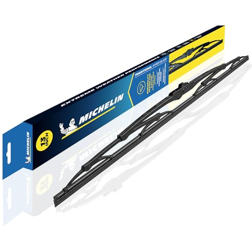 Image of MICHELIN Traditional Wiper Blade | Aerodynamic High-Performance Wiper with Graphite & Teflon Coated Natural Rubber for Streak-Free Wipe | U-Hook Type Rust-Resistant Steel Frame (1, 14 Inch)