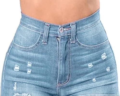 Women's High Waist Plus Size Destroyed Jeans Slim Skinny Ripped Trousers Stretch Denim Pants2