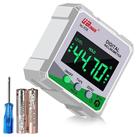 Digital Angle Finder, LEERCHUANG Inclinometer Angle Measuring Tool with Magnetic Base, Digital Angle Gauge/Protractor for Woodworking, Carpentry, Building, Masonry - Gray Cover