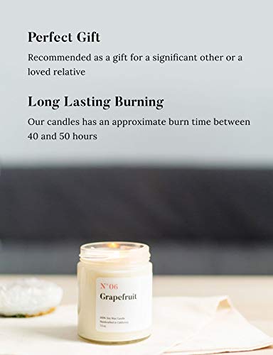 Mia's Co Grapefruit Scented Candle, Handmade With Natural Soy Wax And Cotton Wicks, 7.5 Oz Minimalist Aromatherapy Candle For Home, Long Lasting Burning For Stress Relief, Candle Gift For Women #TOP5