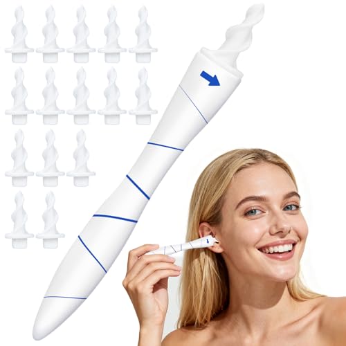 Ohrenschmalz Entferner - Ohrenreiniger, Ear cleaner, 360°Spirale Silikon Ohr Reinigung Kit Mit 16 Sicheres Ersatzköpfen, Sicheres und Weiches Ohren Reinigung für Kinder Erwachsene und Alle Familien
