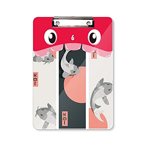 Dossier A4 à tête plate avec motif de carpe japonaise traditionnelle pour bloc-notes