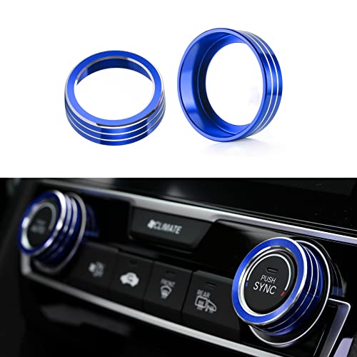 Cke For 10Th Gen Honda Civic 2021 2020 2019 2018 2017 2016 Accessories Aluminum Ac Knob Ring Air Conditioning Cover Trims Climate Temperature Control Switch Cover - Blue #TOP28