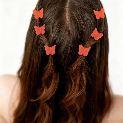 60 Pinzas mini mariposa naranja para cabello miniatura 3