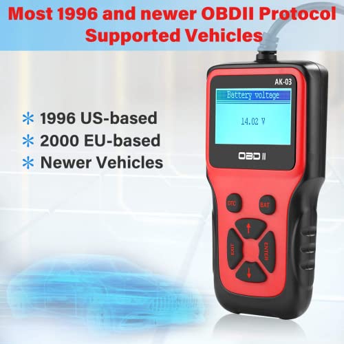 Akface Obd2 Scanner,Obd Ii Car Code Reader Automotive Check Engine Light Error Analyzer Auto Can Vehicle Diagnostic Scan Tool, Red #TOP1