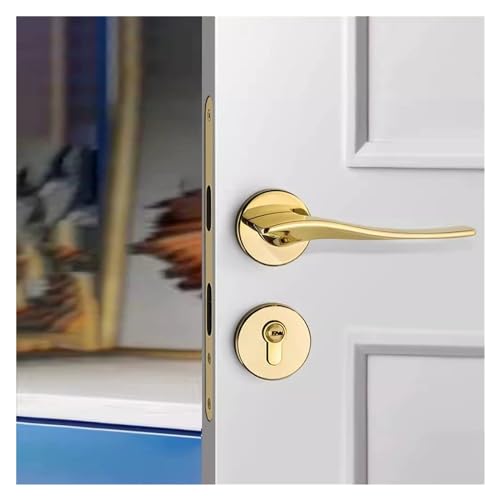 Cerradura de puerta moderna dorada de madera maciza dividida para interior 5