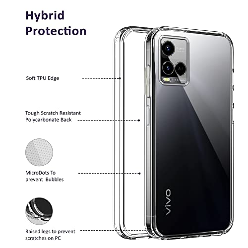 Image of Jkobi Back Cover Case for Vivo Y21e | Vivo Y21A | Vivo Y32 (Silicone Crystal Clear | Pure Camera Protection | Soft and Flexible for Charger and Headphone sockets | Shockproof Bumpers | Transparent)