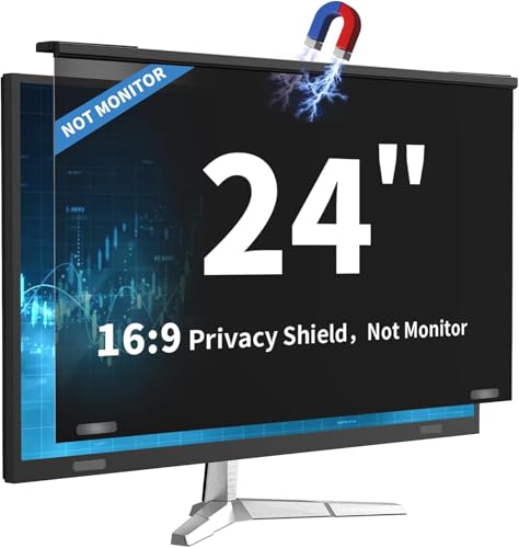 Image of Magnetic 24 Inch Computer Privacy Screen for 16:9 Widescreen Monitor, Removable Hanging Anti-Blue Light Computer Screen Privacy Panel, Anti-UV Magnetic Attachment Monitor Privacy Screen