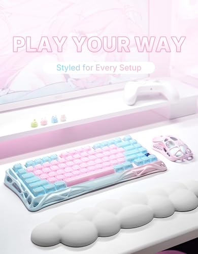 Image of GravaStar Mercury K1 Lite 75% Gaming Keyboard, 2.4GHz /BT /Wired Tri-Mode Wireless Keyboard, Gasket Hot Swappable Mechanical Keyboard, Pre-lubed Linear Switches, Jelly Keycaps, RGB Backlit【Lumen Rose】