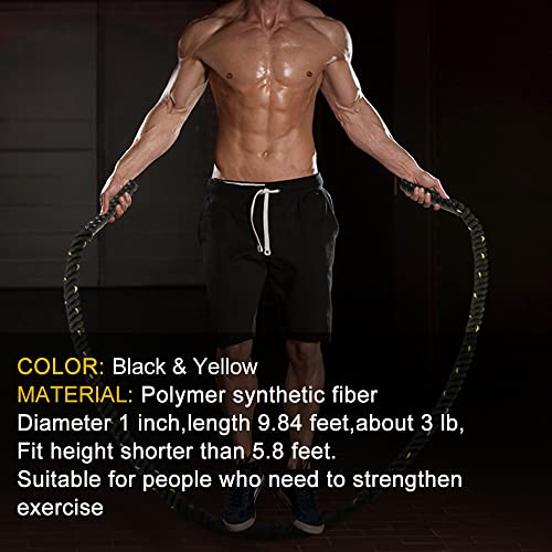 Xgqq 3Lb Heavy Weighted Jump Ropes For Fitness Adult Skipping Rope Workout Battle Ropes For Men Women Total Body Workouts Power Training Improve Strength Building Muscle #TOP3
