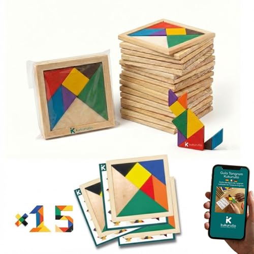 Tangram Holz Mitgebsel Kindergeburtstag – 15 Mini Tangram -Puzzles, Gastgeschenke für Kinder, Mitbringsel Jungen & Mädchen, Party Give-Aways, Piñata-Füllung, Ideal für Schule & Kita