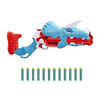 Hasbro NERF DinoSquad - Tricera-Blast Dart Blaster - US Version - TriceraTops Dinosaur Design - Break-Open 3-Dart Loading - 12 Official NERF Darts - Dart Storage - Toys for Kids - F0803 -Ages 8+
