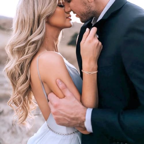 Praelinos Minimalistic Bracelets for Women White/Rose Gold Plated Charm Silver Tone Bracelet 5A Cubic Zirconia Jewelry Christmas Birthday Valentine Mother's Day Gifts for Mom Women Wife Her4