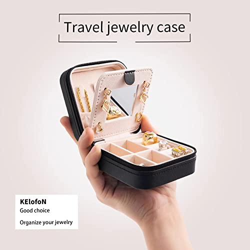 Image of KElofoN Jewelry Case & Box Organizer - Small, Mirrored, for Girls & Women (Black-5)