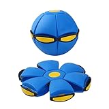 Magic Meta Ball, Magic Bouncing Ball, Pet Flying Saucer, Foldable, Dual Form Free Switching, Suitable for Indoor & Outdoor Use (Blue)
