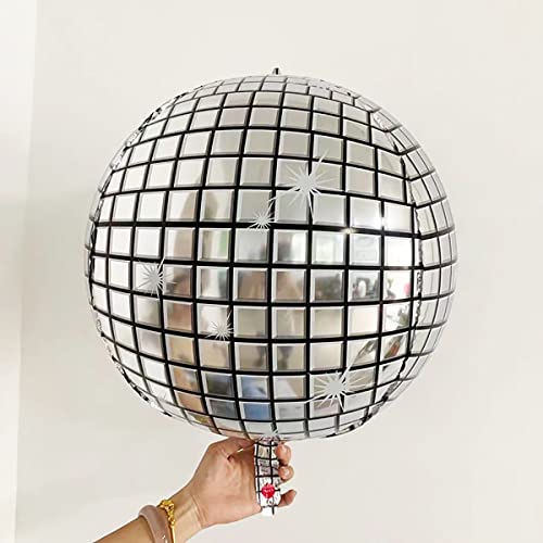 Kalor 22 Inch Metallic Disco Silver Mylar Balloons,10 Pcs Disco Ball Balloons,Large 4D Giant Round Foil Balloons For 70S Disco Party Decorations Birthday Decorations #TOP2