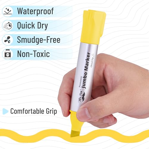Image of Mr. Pen- Jumbo Permanent Markers, 4 Pack, Assorted Color, Chisel Tip, Large | King, Color Permanent Markers Set, Huge Poster Markers