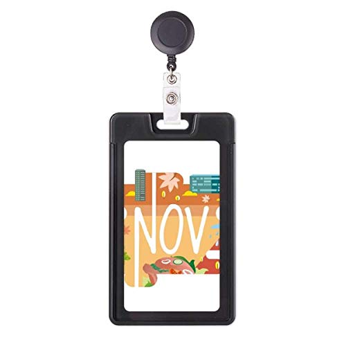Funda retráctil para tarjetas con diseño de noviembre, portacredenciales extensible para identidad