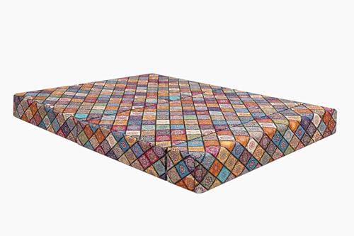 Image of Rosebell Foldable Printed Three - Seater Sofa Cum Bed, Sofa Bed 5X6 Feet, Washable Cover- Perfect for Living Room & Office Multicolor