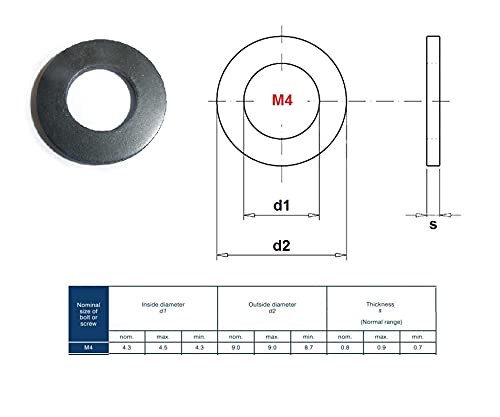 TERF® M4 Black Rubber Flat Washer M4 / 4mm ID (Hole) x 9mm OD x 0.8mm Thickness Flat Rubber Washers - Pack of 20 - Image 3