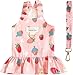 Starwberry Dog Dress Harness and Leash Set Cute Princess Dress Dog Fruit Print Puppy Dresses Girl Dog Clothes for Small Dogs Cats Chihuahua Yorkie (Pink Strawberry, S(Chest 11