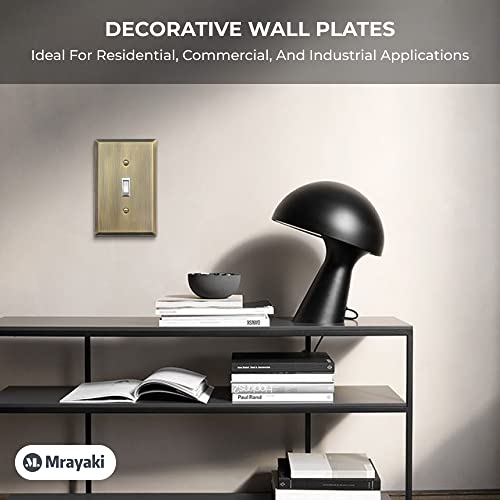 Mrayaki Wall Plate Duplex Outlet Covers, Light Switch Cover - Decorative Electrical Outlet Cover Plate Variety Of Styles: Decorator/Duplex/Toggle/Combo, Antique Brass (Single Toggle 4 Pack) #TOP6
