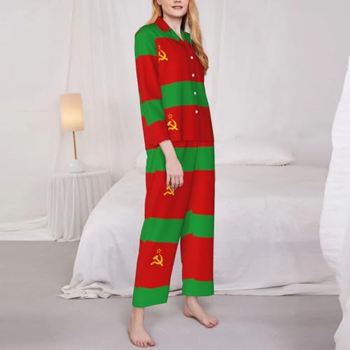 Ensemble pyjama confortable 2 pièces manches longues avec imprimé drapeau