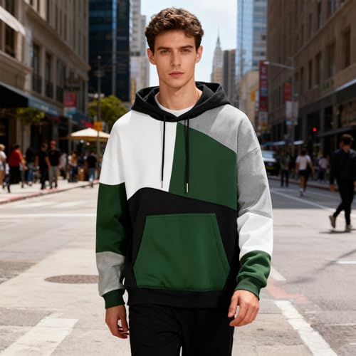 Sweat à capuche homme léger patchwork : restez au chaud avec style tout l'hiver