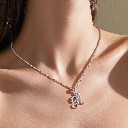 Laeclily Initial Necklaces for Women 14k Silver Plated Dainty Necklace Tiny Heart Initial A-Z Letter Pendant Necklace Choker Necklaces Personalized Jewelry Women Gifts for Christmas Valentines — view 3