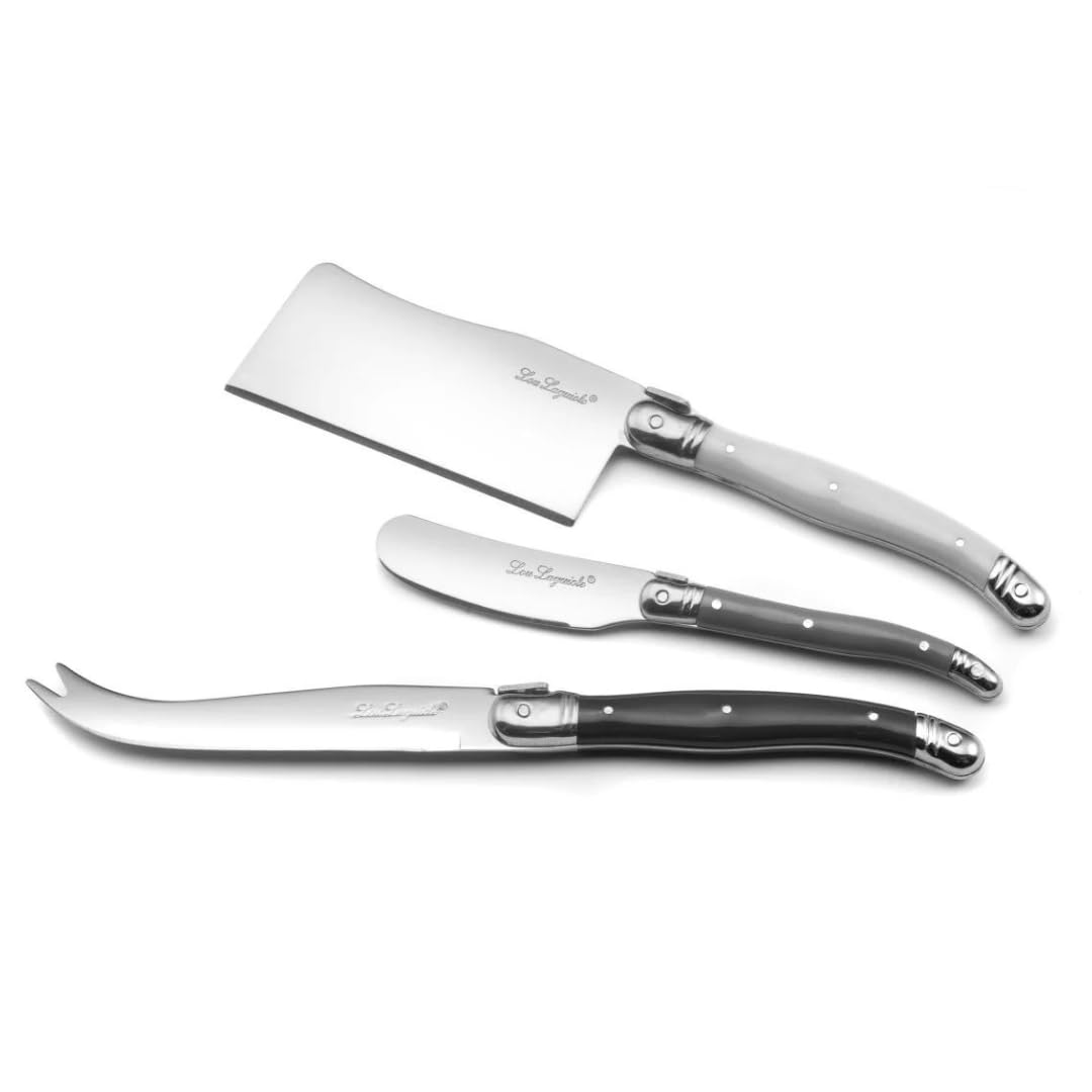 Lou Laguiole 2511MWWA00CS7 - Set da 3 Coltelli da Formaggio in Acciaio inossidabile 13/0 Temprato, Scatola Regalo