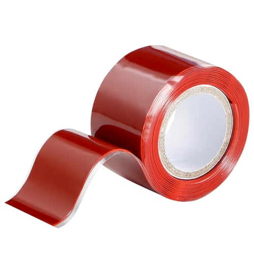 Image of Self Fusing Silicone Tape 1 in x 5' Red Waterproof Rubber Leak Proof Sealing Silicone Rubber Self-amalgamating Tape for Emergency Hot and Cold Water Pipe Repairs and Tool Fixation