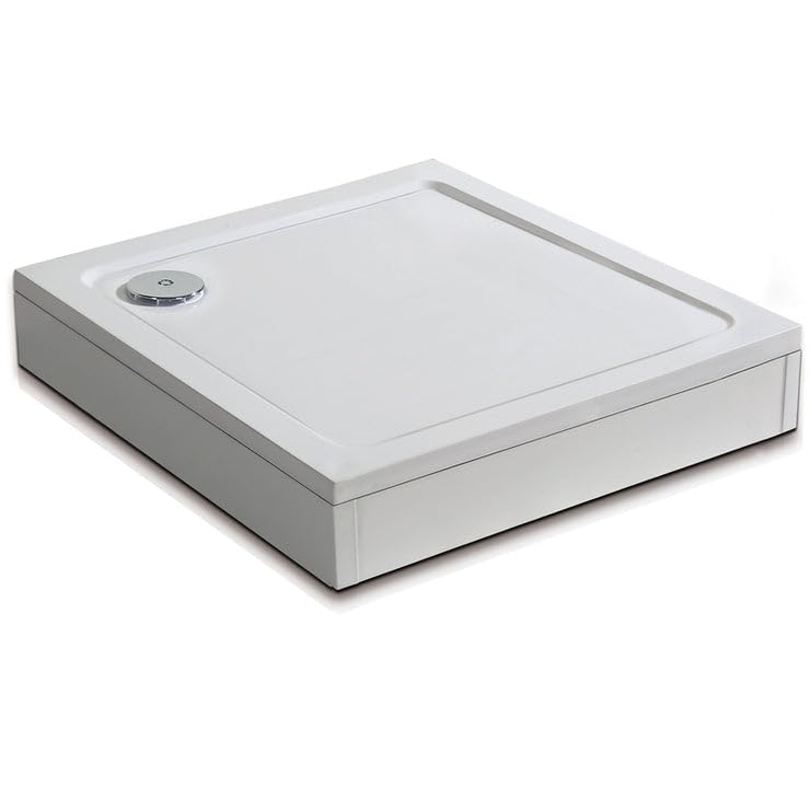 AICA receveur de douche italienne 70x70cm blanc, carré, extra-plat, Bac à douche avec le kit de plinthe, 6 pieds, bonde de douche et siphon