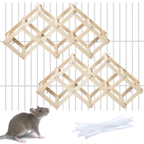 Jevnd Wooden Rat Climbing Toys, Natural Pet Rat Cage Accessories Climbing Ladder, Fancy Rats Enrichment Toy Activities, Hanging Rodent Toys for Pet Rats in Cage Playing Chewing (M, 2pcs)
