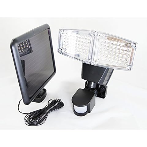 FORCETEKDATA Solar Power Motion Sensing Outdoor 1500LM Dual Head Security Light with Corner/Flat Installations Cover