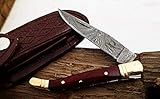 DKC-62-PD-DS PADAUK PRINCE Laguiole Damascus Steel Folding Pocket Knife 4' Folded 7.25' Open 3oz 3'...