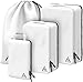 Well Traveled 4 pcs Compression Packing Bags Cubes Set with HybridMax Double-Capacity Design - Packing Cubes for Travel Compression to Maximize Limited Luggage Space, White