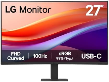 LG 27U421A-B 27" 5Ms 100Hz (HDMI+USB-C) sRGB FHD VA Panel Curved Kavisli Monitör - Görsel 1