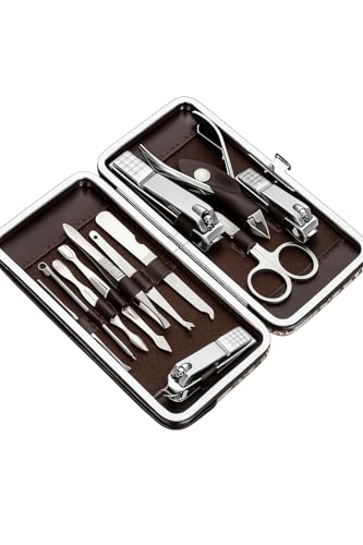 Kit Manicure e Pedicure Profissional 12 Peças em Aço Inox + Estojo Portátil para Viagem – Cuidados Completos Mãos e Pés – Storeasy