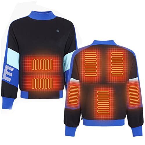 AYFES Chaqueta Calefactable Sudaderas Mujer Sin Capucha Sudadera Calefactable USB Pullover Sweatshirt Eléctrico Térmico Lavable Chaqueta Invierno 7 Zonas de Calefacción
