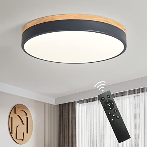 Qamra Moderne LED Deckenleuchte Holz,Runde Deckenlampe,3000K-6500K...