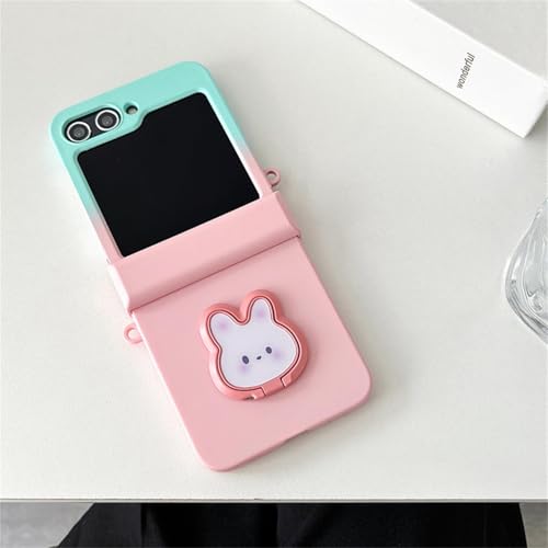 Coque Samsung Z Flip 5 avec cordon amovible et support bague rose