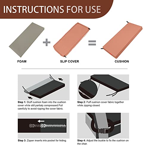 Pcinfuns Outdoor Bench Cushions Water-Resistant 54 X 18 X 3 Inch, Patio Furniture Chair Pads,Swing Cushion,Patio Loveseat Cushion,Orange Red #TOP4