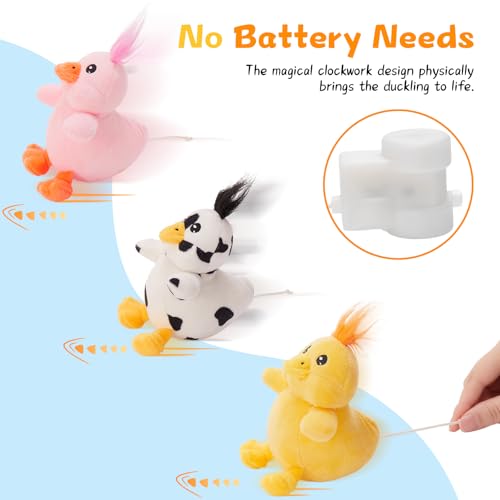 Image of Duck Plush Toy with 3 Babies, 11 Inch Wind Up Stuffed Animal Set