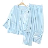 OP-Kleidung For Abreißen, Oberteile Und Hosen For Bettlägerige Patienten (Herren/Damen)(Blue,L)