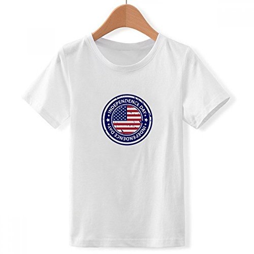 T-Shirt Blanc USA Jour Indépendance pour Garçon Coupe Ras du Cou Taille X-Grand Multicolore