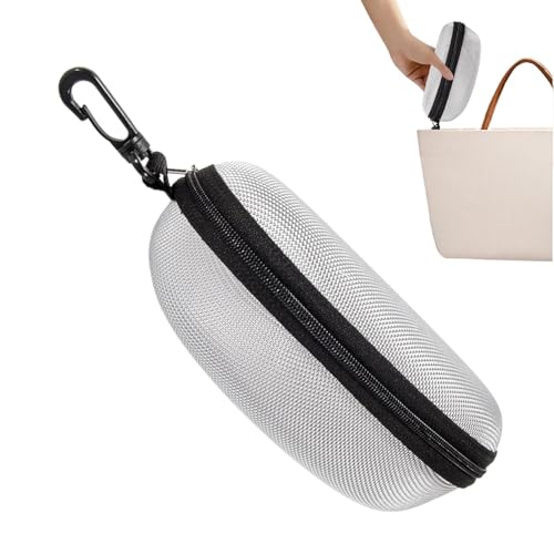 Sunglasses Case With Carabiner | EVA Glasses Case Holder With Handy Belt Clip,Water Resistant Travel Eyeglasses Storage Case With Reinforced Zipper For Cycling