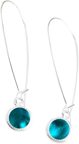 Bottled Up Designs Handmade Long Drop Earrings, Sterling Silver, Eco Friendly, Recycled Vintage Bottles, Made in USA, Birthday Gifts, Mothers Day,