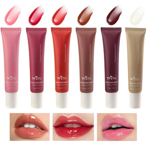 6 Couleurs Gloss Repulpant Levres Set, Lip Jam Hydrating Lip Gloss Lip Oil, High Shine Lip Tint Jelly Liquid Lipstick for Women and Girls