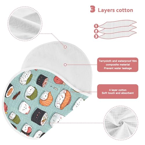 Cute Sushi Food Burp Cloths Baby Boys Girls Absorbent Soft Cotton Burping Cloths Rags, 2 Pack3