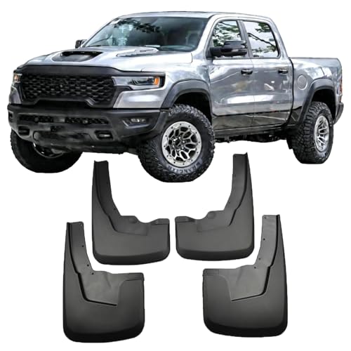 YQNICE Mud Flaps for Dodge Ram 1500 2019-2026 Front and Rear Splash Guards Set Heavy-Duty TPE Rubber Matte Black No Drilling Required 4-Piece Pickup Truck Accessories